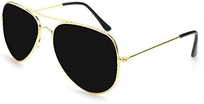 UV Protected Aviator Sunglasses For Men Women & Girls Boys Unisex Stylish Sunglasses (Gold-Black)-image-9