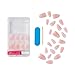KISS Voguish Fantasy Holiday Press On Nails Almond, ‘Sleigh All’, Nude, Medium Length, No Damage To Natural Nails, Pink Gel Nail Glue (2g), Mini Nail File, Manicure Stick, & 28 Fake Nails