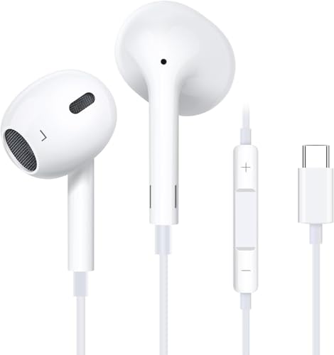 In Ear USB C Headphones for iPhone,Type C Earphone Wired Hi-Fi Noise Cancellation,With Microphone and Volume Controller for iPhone 15/16,Samsung Galaxy S20 S21 S22 S23/Ultra Note 10/20,Goog Pixel