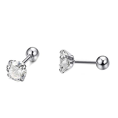Arichtop Hombres Mujeres aretes de circonio Pin del oído del Perno Prisionero de Acero joyería Brillante del oído para fechar a la Fiesta, de Plata, de 4 mm