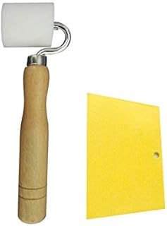 JINXM Flat Pressure Roller Natural Wood Wallpaper Flat Seam Roller Wallpaper Edge Seam Roller Home Wallpaper Decorating DIY ToolComes with a Scraper