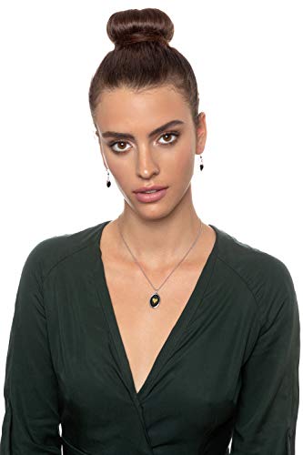 925 Sterling Silver Love Jewelry Set I Love You Necklace In 120 Languages Pure Gold Inscribed On Romantic Onyx Pendant For Birthday Gift Black Crystal Heart Dangle Earrings For Women, 18" Chain #TOP3