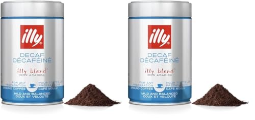 illy Coffee, Decaffeinated Ground Coffee, Medium Roast, 100% Arabica Coffee, 250g (Pack of 2)