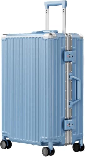 Image of AnyZip Luggage PC+ABS Aluminum Frame Zipperless Checked Luggage Hard Shell Suitcase TSA Lock Double Spinner Wheels 24 Inch Haze Blue