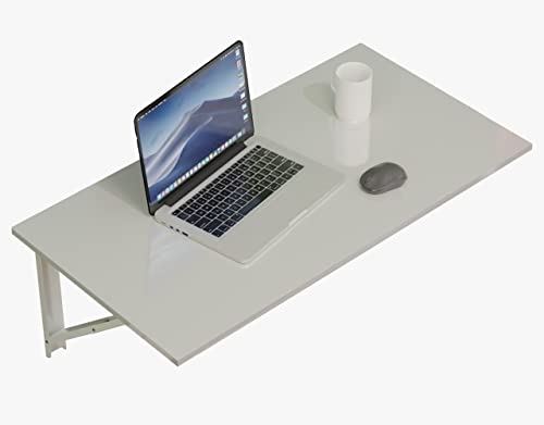 Image of Compal Folding Wall Mounted Study Table, Office, Laptop, Folding Utility for Home Office Portable & Space-Saving Floating Desk (16X24 Inches Wall Mount Table White)