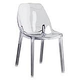 Silla de comedor de acrílico transparente, diseño apilable moderno de mediados de siglo con respaldo curvado, silla lateral decorativa para comedor, cocina y sala de estar