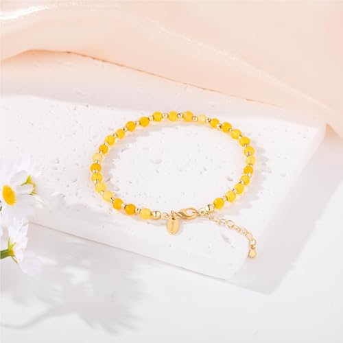 Inspirational Gifts Healing Natural Stone Bracelets for Women Anxiety Stress Relief Bracelet Handmade Jewelry for Friends Sister, Christmas Stocking Stuffers Thanksgiving Basket Teacher Valentine Gifts(Yellow- Wealth) — view 6