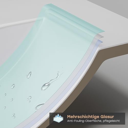 HOROW Einbau-Waschbecken Eckig, Keramik Waschbecken 60 cm Breit- Weiße Aufsatzwaschbecken für Unterschrank, mit Überlauf - Ideal für Gäste WC und kleine Badezimmer