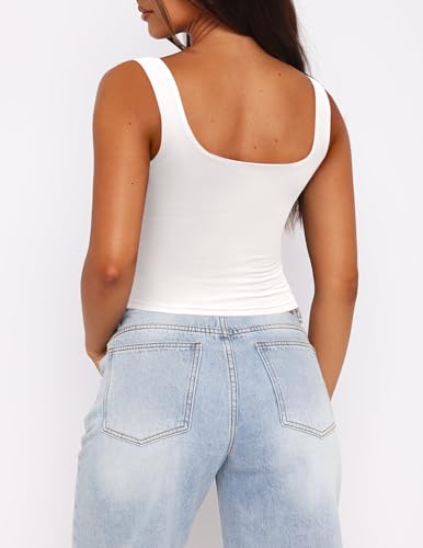 Zeagoo Women's Square Neck Sleeveless Crop Tops 2025 Cute Double Layer Seamless Slim Fit Y2k Tank Tops3