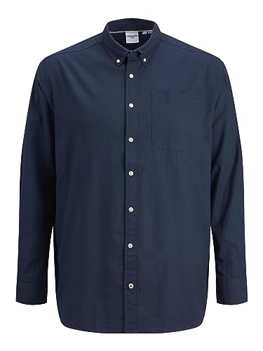 JACK&JONES PLUS Jjeoxford Shirt L/S S21 PS Noos Camisa, Azul Marino. Ajuste: Talla Grande, 3XL para...