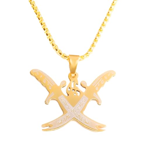 ZZHYGM Muslim Knife 925 Sterling Silver Men Amulet Islamic Pendant A Dagger Master Sword Necklace for Women