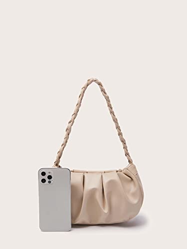 Verdusa Women's Pleated PU Leather Shoulder Bags Clutch Handbag with Braided Handles3