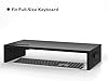 BONTEC Monitor Stand for Desk, Wooden Desk Riser, 540 x 255 x 104 mm, Ergonomic Monitor Riser with Phone Holder, Cable Management, Keyboard Storage, Desktop Organiser, 30 kg Load, Black #1
