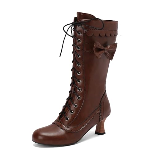 Bottes Lolita en dentelle marron pour vos sorties et salons de mode Kawaii