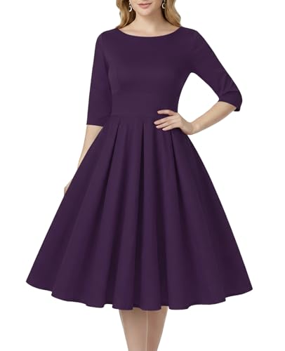 Image of MINTLIMIT Women's 1950s Retro Vintage Cocktail Party 3 /4 Sleeve Swing Dress