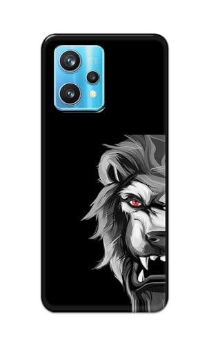 Image of PRINTFIDAA Printed Hard Back Cover Case for Realme 9 Pro Plus 5G | Realme 9 Pro+ 5G | Realme 9 4G | Narzo 50 Pro 5G Back Cover (Angry Lion) -112