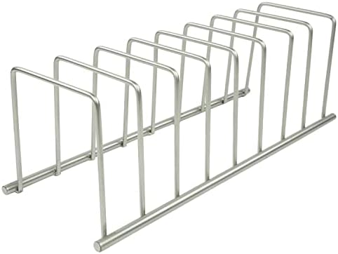 Spectrum Diversified Euro Kitchen Organizer for Plates, Cutting Boards, Bakeware Cooling Racks, Pots & Pans, Serving Trays, Reusable Containers, and Lids, Satin Nickel