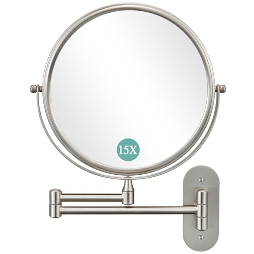 DECLUTTR 9 Inch Wall Mounted Makeup Mirror, 15X Magnification Double