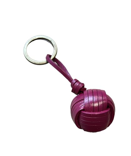 BLUECHOLON Schlüsselanhänger mit Kugel, Kordel oder Leder, Schlüsselanhänger für Herren, Damen, geflochten, in Kugelform, Schlüsselanhänger Auto Motorrad, Leder, groß, Fuchsia, One size