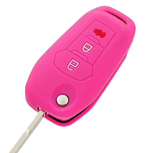 Image of Silicone Key Fob Cover Remote Protector for Ford F150 F250 F350 F450 F550 Raptor Ranger Transit Fusion Bronco EcoSport Escape Explorer Expedition Lightning Maverick XLT (Flip Key)