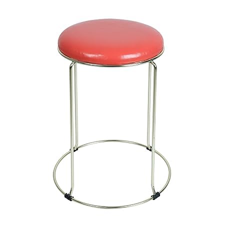 Grey Touch Multi-Purpose Stool | Steel Stool with Cushion Seat Round Stool for Kitchen Cafeteria | Doctor Stool | Shoe Changing Stool | Living Room Sofa Stool |Stool Daily use –Stool (Red)