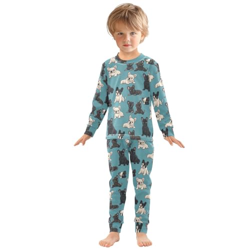 Pajamas Sets Cartoon Bulldog Pattern Sleepwear Long Sleeve Pants3