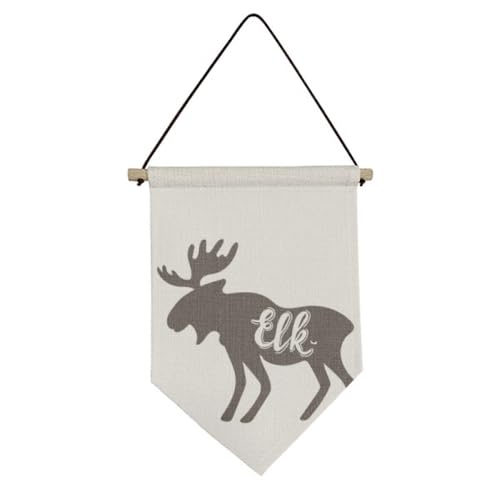 Drapeau en toile élan noir et blanc suspension murale déco scandinave