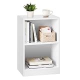 VASAGLE Custos Collection – Mesita de Noche con Compartimentos Abiertos, Mesa Auxiliar con Estante Ajustable, Doble Uso, Montaje Simple, para Dormitorio, Sala de Estar, Blanco Nube LET666WB01