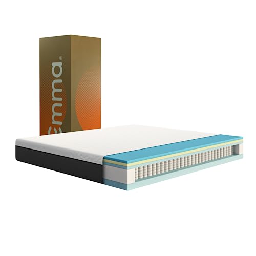 Emma Colchón Hybrid Premium Matrimonial 135x190cm de Memory Foam & Resortes Colchón en Caja Tecnología Alemana 10 Años de Garantía & 100 Noches de Prueba