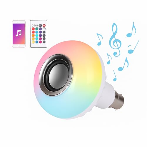 Gesto 12W Bluetooth 5.0 Music LED Bulb with Speaker | RGB Color Changing B22 Bulb with Remote | 16 Colors, Bright LED Light, Mood Lighting for Bedroom, Living Room & Home Parties