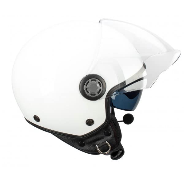 Casco para Motocicleta y Scooter Befast Jet Rapid Connect III con intercomunicador Integrado, Visera Grande antirayaduras y Parasol retráctil