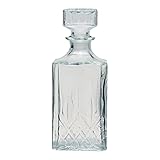 Mimo Style Garrafa de Vidro para Whisky 900ml Decanter com Tampa Quadriculada Hermética - Formato Retangular e Elegante. Decantador Ideal para Uísque, Vinho, Bourbon, Conhaque, Licor, Suco, Água