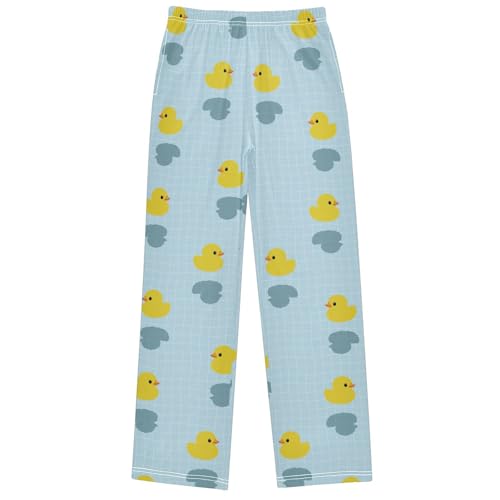 Boy's Pants Yellow Duck Toy Swim Pool Jogger Pants Elastic Waist Long Bottoms Trousers with Pockets 6-14 Years
