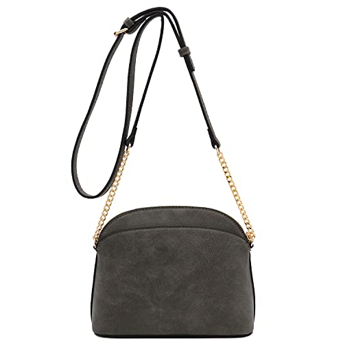 Image of FashionPuzzle Faux Leather Small Dome Crossbody Bag with Chain Strap