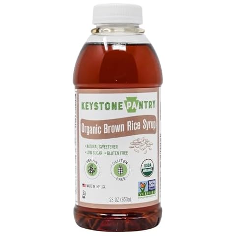 Keystone Pantry Organic Brown Rice Syrup – 23 OZ Bottle – Vegan and Gluten Free – HFC, Corn Syrup Substitute – Syrup for Baking – Great for Homemade Granola Bars – Coffee Sweetener – DE 42 – 1 BOTTLE Cover