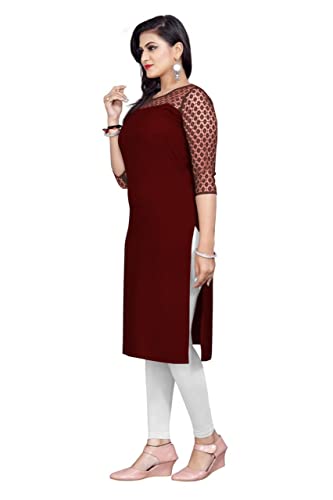 Image of Dream Beauty Fashion Poly Net Straight Crepe Formal Casual Kurta /Kurti for Women and Girls