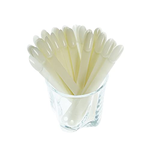 Moibase 50 Pcs Natural Fan-Shaped False Nail Swatch Sticks Nail Polish Practice Display Art Tips Nail Sample Sticks With Metal Split Ring (Oval) Sw-A010 #TOP12