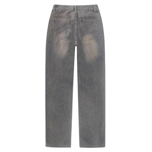 Stretch Jeans for Women Retro Straight Wide Leg Elastic High Waisted Trousers Loose Casual Denim Pants with Pockets4