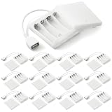 Copkim USB-Akku für LED-Lichter, tragbar, 5 V, mit Abdeckung für Stecklichter, 4 AA-Halter mit Schalter für Weihnachten, Neujahr, Neonschilder, Outdoor, Camping, Weiß, 12 Stück