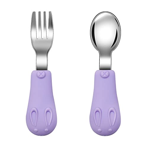 Jmbabe TFS Kinderbesteckset Lila Hasenmotiv 2er-Pack