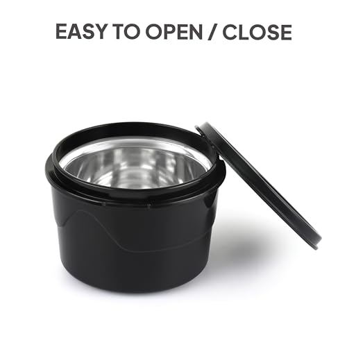 Image of CELLO MF All In One Lunch Box with Bag for Office Use, Black | 225ml, 375ml, 550ml Microwave Safe Containers, 175ml Salad Box, 900ml Bottle with Fork & Spoon, Airtight Leak Proof Tiffin Box for Travel