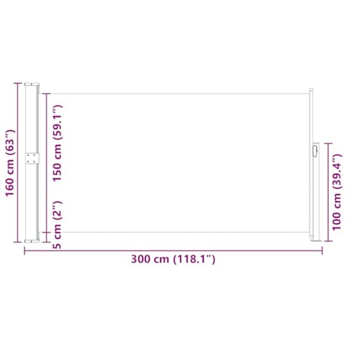 Store latéral extensible résistant au vent et aux UV avec support en acier gris - 8
