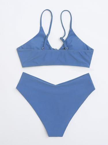 Image of Meetall Women's High Cut String Triangle Bikini Set Swimsuits Sexy Bathing Suits 2 Piece