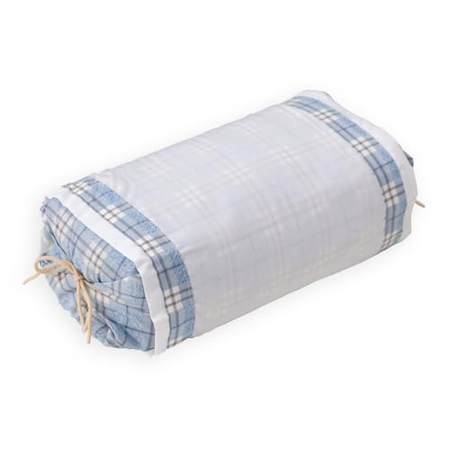 D's collection そば枕 高さ調整 角型枕 高め 硬め カバー付き 17×40×15cm〜28×50×11cm 日本製 (ブルー)