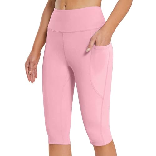 Legging 3/4 Femmes Pantalon de Sport, Jegging Taille Haute Femme Leggings Anti-Cellulite Push Up Yoga Fitness Course Opaque Doux Corsaire Pantacourt