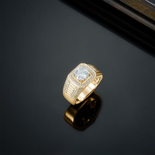 1-3CT Moissanite Rings for Men Personalized 10K/14K/18K White/Rose/Yellow Gold or Sterling Silver Solitaire Engagement Ring D Color VVS1 Clarity Round Cut Moissanite Pinky Ring3