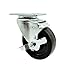 Stainless Steel Phenolic Swivel Top Plate Swivel Caster w/4" x 1.25" Black Wheel & Top Locking Brake - 300 lbs Capacity/Caster - Service Caster Brand