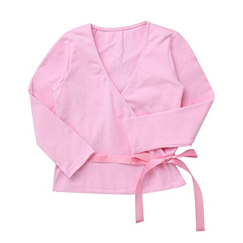 Kids Girls Classic Long Sleeve Dance Crop Tops Ballet Wrap Shrug Sweater Crossover Cardigan Sport Over Top3