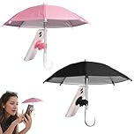 XcnPer Phone Umbrella for Sun, 2Pcs Phone Umbrella Sun Shade with Piggy Suction Cups,Outdoor Photography, Cycling, Motorcycling, Black and Pink