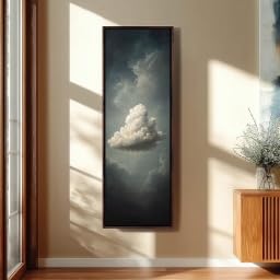 Peinture de nuages temps orageux et impression murale nature 50x150cm